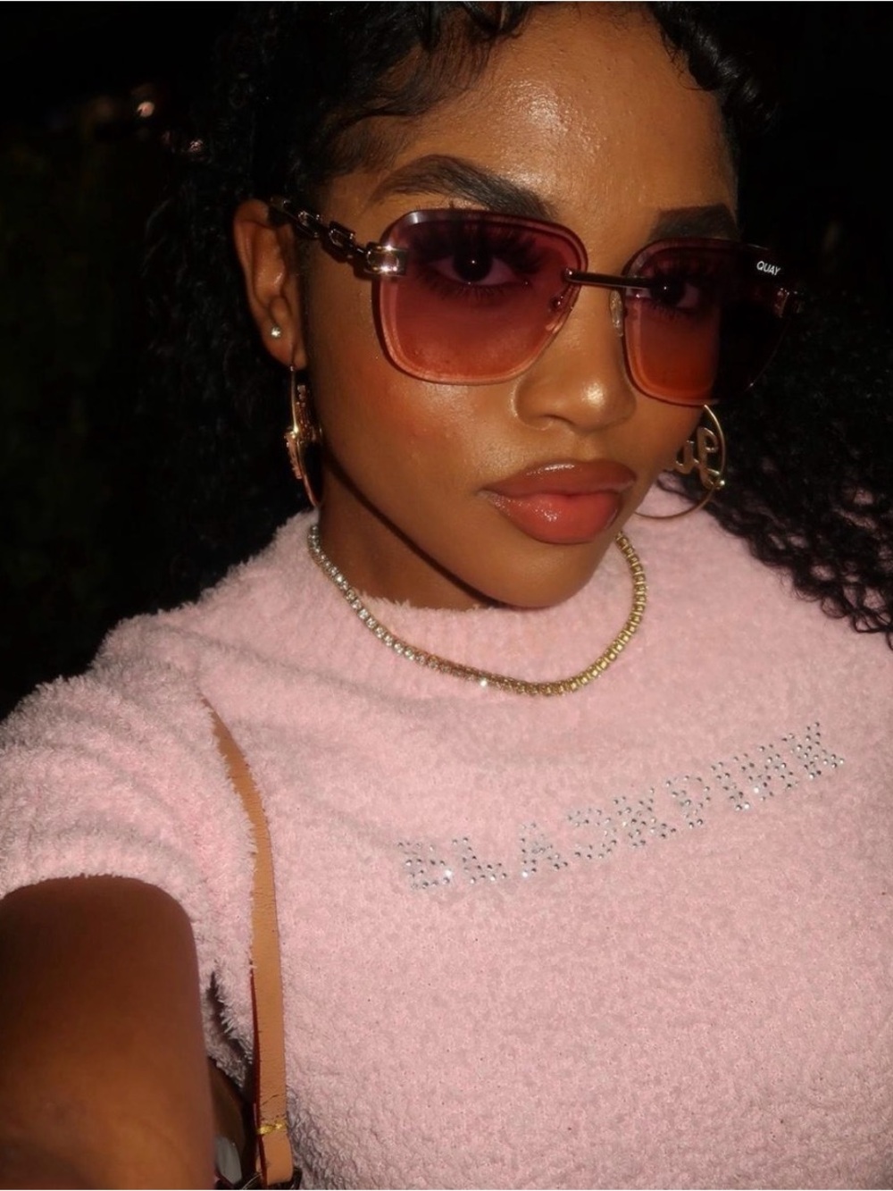 Quay Australia Purple Gradient Rimless Sunglasses with Gold Accents